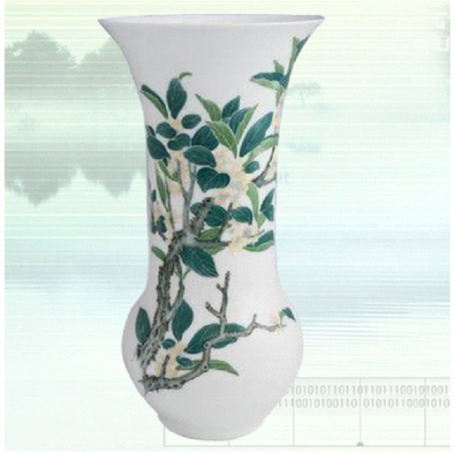 平安富贵桂花釉下五彩瓷花瓶GH-005